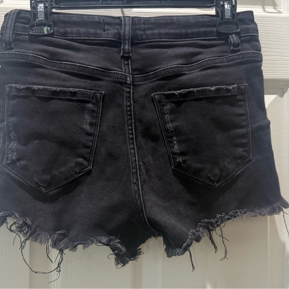 Edgy Black Frayed Denim Shorts